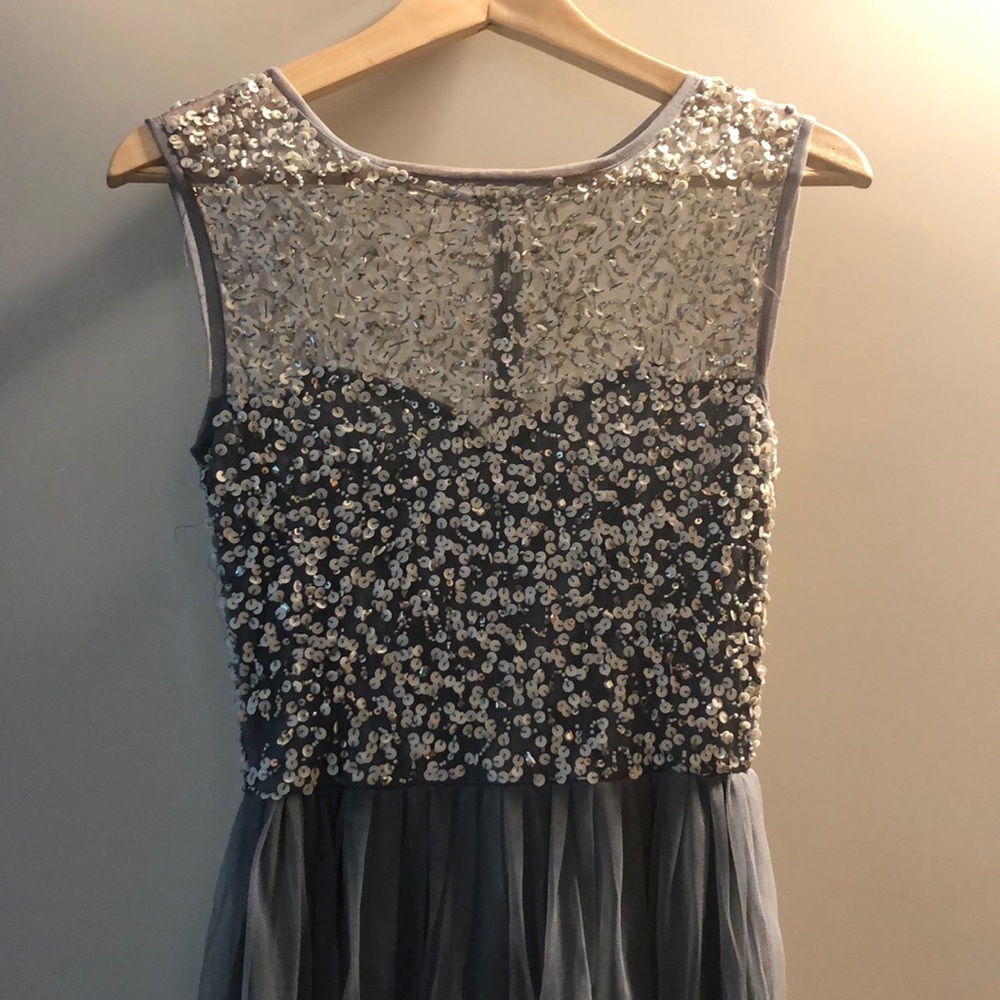 Beautiful Grey Sequined Top Prom Dress